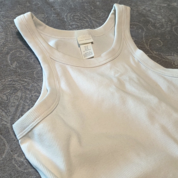 H&M Ribbed High neck Women's White Tank Top - Picture 2 of 5
